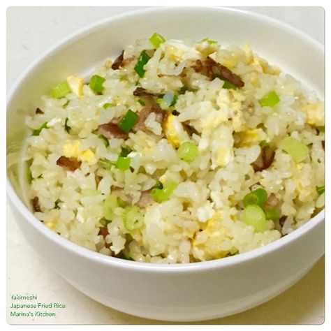 Yakimeshi (Japanese Fried Rice) | Marina's Kitchen Japanese Mayonnaise, Japanese Fried Rice, Short Grain Rice, Seasoned Rice, Japanese Rice, White Pepper, Spring Onion, Rice Recipe, 2 Eggs