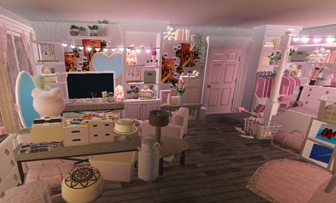 this build was made by me!' if u have any questions feel free 2 ask Cute Roblox Houses Bloxburg, Bloxburg Home Color Schemes, Bloxburg Clutter Ideas, Bloxburg Pink Bedroom, Y2k Bloxburg House, Bloxburg Dorm, Bloxburg Teen Room, Bloxburg Teen Room Ideas, Sanrio Coquette