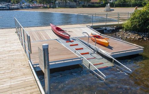 Kayak Launch, Access Ramp, Lake Fun, Lake Dock, Lakefront Living, Kayak Storage, Floating Dock, Lakefront Property, Lake Living