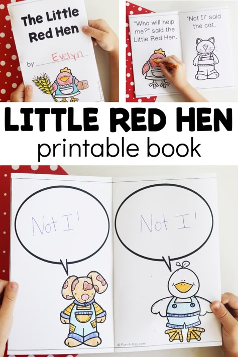 Free Little Red Hen Printable Book Little Red Hen Activities, The Little Red Hen, Pocket Chart Activities, Free Preschool Printables, Little Red Hen, Red Hen, Literacy Lessons, Preschool Lesson Plans, Free Preschool