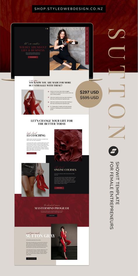 Discover the epitome of elegance with Styled Web Shop's collection of sophisticated website templates. Use Code: STYLEUP Lux Website Design, Personal Branding Website, Aesthetic Website Layout, Websites Aesthetic, Minimalism Web Design, Elegant Web Design, Personal Brand Website, Coaching Website Design, Aesthetic Website Design