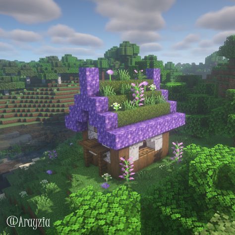 Inspo for Minecraft, Gaming, Building, Computer, PC, Cottagecore, Amethyst, Cute, Flowers, Nature Cottage In Minecraft, Minecraft Amethyst, Minecraft Block Pallets, Block Pallets, Ideas For Minecraft, Japanese Village, School Book Covers, Gamer Stuff, Minecraft Room