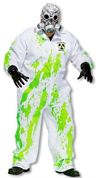 Radioactive Hazmat Recovery Costume Radioactive Costume, Hazmat Costume, Bio Hazard Halloween Decor, Biohazard Costume, Radioactive Halloween, Biohazard Halloween Decorations, Zombie Hunter Costume, Office Halloween Themes, Post Apocalyptic Hazmat Suit