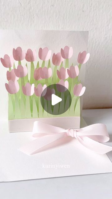 Tulip Card, Paper Tulips, Tulip Art, Tulips Card, Tulip Garden, Tulips Art, Tags Diy, Message Cards, Diy Birthday Gifts For Friends