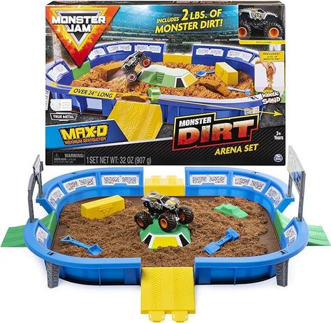 Amazon.com: Monster Jam, Monster Dirt Arena 24-inch Playset with 2lbs of Monster Dirt and Exclusive 1:64 Scale Die-Cast Monster Jam Truck : Toys & Games Monster Jam Toys, Monster Truck Toys, Toys By Age, Kinetic Sand, Spin Master, Monster Jam, Kids Gift Guide, Disney Pixar Cars, Pixar Cars