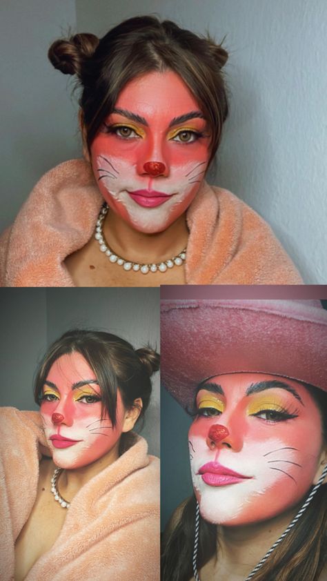 Pink Panther Face Paint, Pink Panther Makeup Halloween, Pink Panther Costume Women, Pink Panther Makeup, Pink Panther Costume, Alien Halloween Makeup, Pink Halloween Costumes, Panther Costume, Circus Makeup