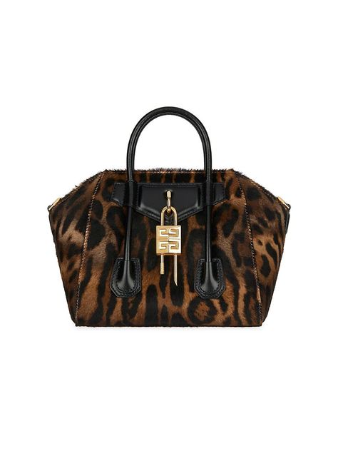 Shop Givenchy Mini Antigona Lock Bag In Leopard Print Haircalf | Saks Fifth Avenue Givenchy Mini Antigona, Mini Antigona, Leopard Bag, Fall Handbags, Givenchy Bag, Cheetah Print, Givenchy, Luxury Bags, Calf Leather