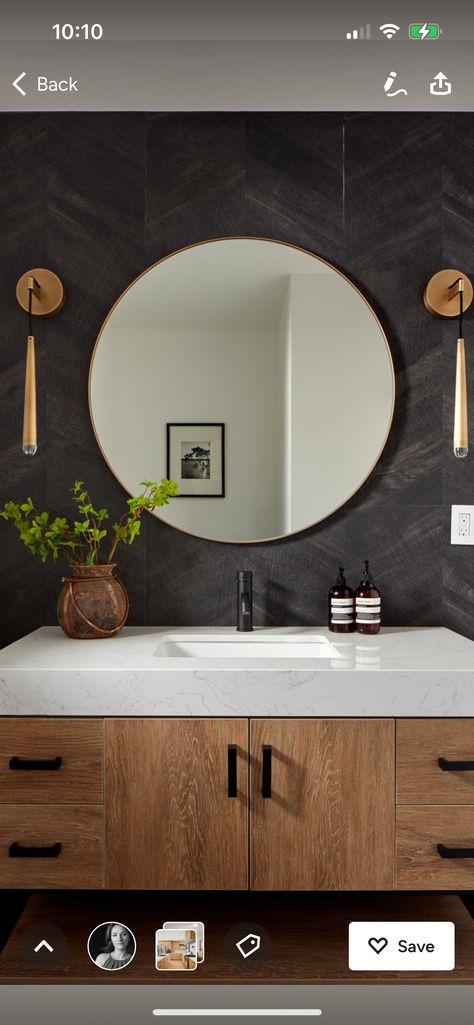 Black Powder Room, Contemporary Powder Room, Modern Powder Room, Powder Room Ideas, Powder Room Remodel, Bad Inspiration, Powder Room Design, Downstairs Bathroom, Bathroom Inspiration Decor