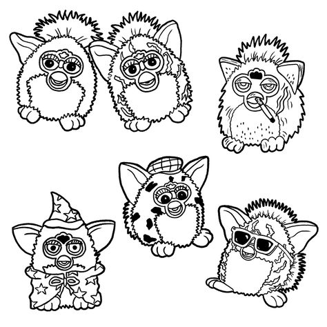 Furby Tattoo Flash, Furby Tattoo Design, Furby Tattoo, Spooky Flash, Flash Drawing, Super Mario Coloring Pages, Mario Coloring Pages, Keyword Elements Canva, Tattoo Outline Drawing