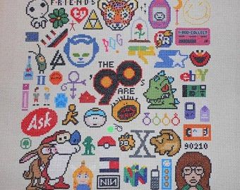 Everything Cross Stitch, Geek Cross Stitch, Portrait Cross Stitch, 90s Icons, Funny Cross Stitch Patterns, Creative Arts And Crafts, Cartoon Embroidery, Needlepoint Designs, Cross Stitch Funny