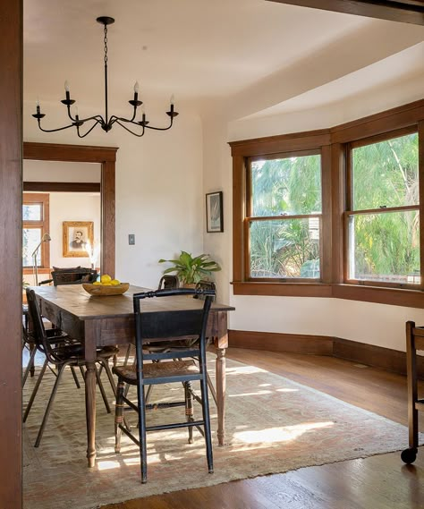 Hardwood Floors With Dark Trim, Craftsman Style Homes Interior Bedrooms, Craftsman Hardwood Floors, Craftsman Style Home Interior, Craftsman Finishes, Craftsman Office, Jamie Haller, West Kensington, Echo Park Lake