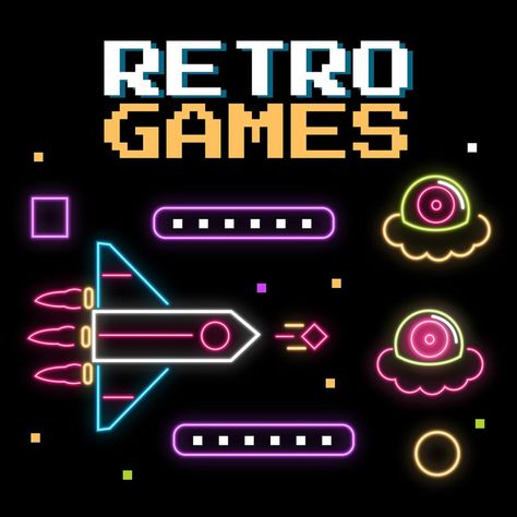 Old video game illustration. Retro video game. Gamers of past decades will love and remember game cartridges and game visuals, such as the image with rocket, planets and asteroids. Retro games remind old consoles like the classic Atari. Design created for gamers who like to play online, on the computer or video game. Video Game Illustration, Pastel Color Wallpaper, Atari Games, Gamer Quotes, Graphics Game, Keyword Elements Canva, Graphic Design Elements, Retro Video, Pixel Games