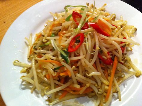 Fried Taugeh (Stir-Fried Bean Sprouts) Salted Fish, Asian Foods, Mung Bean, Bean Curd, Chinese Dishes, Bean Sprouts, Shredded Carrot, Vegetable Sides, Protein Foods