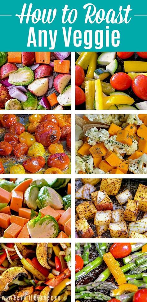 Vegetable Roasting Times, Oven Roasted Veggies, How To Roast Vegetables, Vegetables In The Oven, Best Roasted Vegetables, Roasted Veggies Recipe, Roasted Vegetables Recipe, Thanksgiving Vegan, Easy Roasted Vegetables