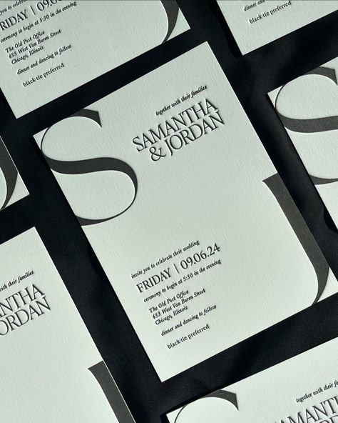 Sleek wedding invitations for a chic couple 🖤. Designing this suite was a dream! — Congratulations to Sam and Jordan who tied the knot in Chicago yesterday with a stuuuunning wedding at The Old Post Office. Can’t wait to share more from their special day! - #weddinginvitations #stationery #luxurywedding #letterpress. Sleek Wedding, Old Post Office, Tie The Knots, The Knot, Post Office, Black Tie, Letterpress, Luxury Wedding, A Dream