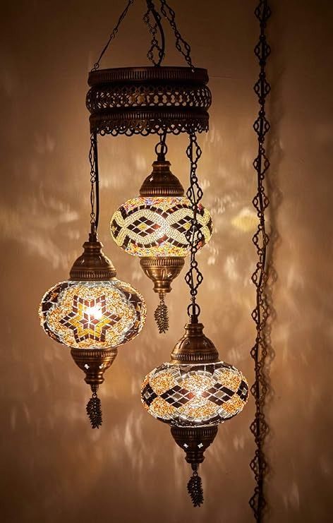 DEMMEX Turkish Moroccan Mosaic Hardwired OR Swag Plug in Chandelier Light Ceiling Hanging Lamp Pendant Fixture, 3 Big Globes (3 X 7 Globes Swag) - Amazon.com Mosaic Ceiling, Plug In Chandelier, Turkish Lamp, Hanging Ceiling Lamps, Lamp Pendant, Moroccan Mosaic, Pendant Fixture, Ceiling Hanging, Chandelier Light