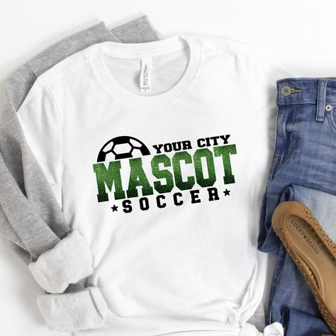 High School Soccer Shirts, Soccer Shirts Designs, Soccer Team Shirts, Team Shirt Designs, High School Soccer, School Spirit Wear, School Spirit Shirts, Soccer Outfits, Spirit Wear