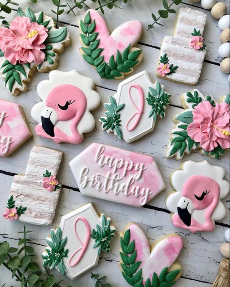 Tropical Cookies, Flamingo Cookies, Flamingo Cake, Fancy Cupcakes, Flamingo Birthday Party, Hawaiian Birthday Party, Flamingo Theme, Summer Cookies, Flamingo Birthday