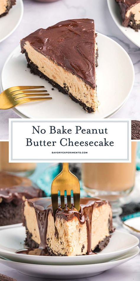 No Bake Peanut Butter Cheesecake, Peanut Butter Cheesecake Bars, Peanut Butter Cheesecake Recipes, Smooth Peanut Butter, Chocolate Peanut Butter Cheesecake, No Bake Peanut Butter, Chocolate Cheesecake Recipes, Peanut Butter No Bake, Peanut Butter Cheesecake