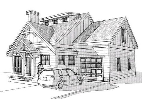 Springhill Bungalow House Perspective Drawing, Elevation Plan, House Colouring Pages, House Sketch, Building Drawing, Architecture Design Sketch, Craftsman Style Homes, Architecture Drawing Art, Perspective Drawing