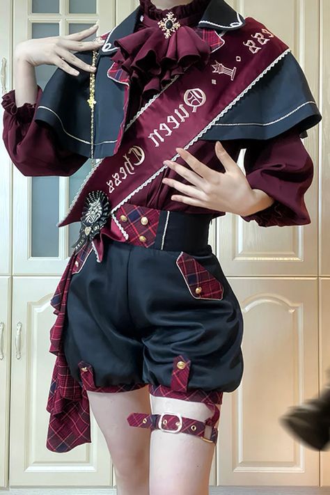 The Queen's Chess Handsome Military Prince Ouji Lolita Set 3 Colors – LolitaInside Prince Outfit, Cape Shirt, Prince Suit, Leg Ring, Prince Clothes, Chess Queen, Fancy Outfits, Character Outfits, Lolita Fashion