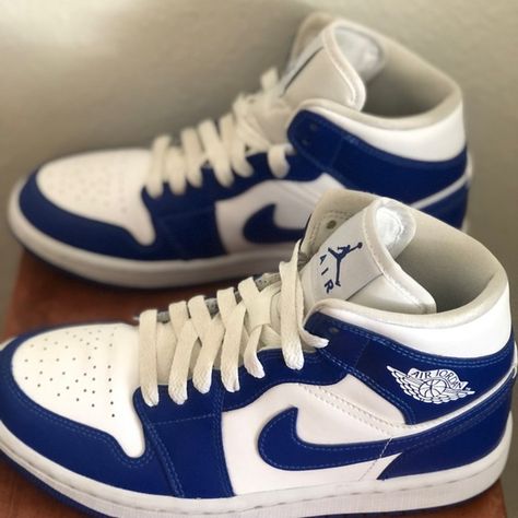 Nike Air Jordan 1 Mid Kentucky Blue Jordan 1 Mid Kentucky Blue, Aj1 Mid, Nike Air Jordan 1 Mid, Nike Air Jordan 1, Air Jordan 1 Mid, Jordan 1 Mid, Adidas Yeezy, At School, Air Jordan 1