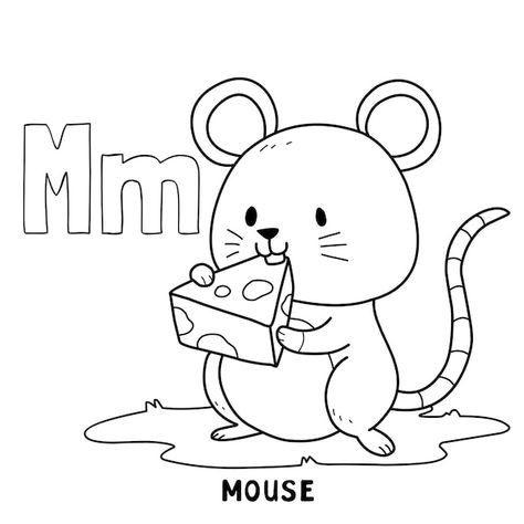 Alphabet animal mouse for coloring with ... | Premium Vector #Freepik #vector #coloring-pages #colouring-book #colouring #animal-line Mouse Coloring Pages, Mouse Color, Pet Mice, Apple Coloring, Colouring Printables, Educational Activities For Kids, Alphabet Coloring Pages, Incredible Creatures, English Activities