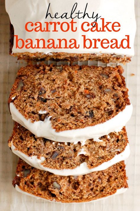 Recipe For Carrot Cake, Carrot Cake Banana Bread, Vegan Cashew Cream, Cake Banana Bread, Cashew Cream Cheese, Carrot Banana Cake, Cake Banana, Healthy Carrot Cakes, Brunch Bread