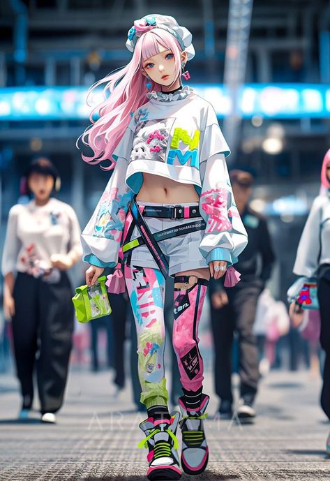 Cyberpunk Fashion Female, Cyberpunk Outfit, Cyberpunk Female, Harajuku Outfits, Cyberpunk Aesthetic, Cyberpunk Fashion, Cyberpunk Art, Anime World, 영감을 주는 캐릭터