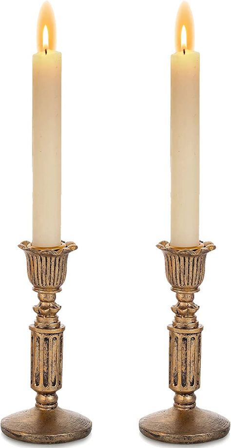 Taper Candle Holders Wedding, Gold Candlestick Holders, Table Candles, Table Candle Holders, Candle Tattoo, Table Decor Wedding, Wedding Anniversary Decorations, Anniversary Decoration, Tapered Candle