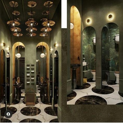 Restaurant Restroom Design, Luxury Restroom, Commercial Bathroom Designs, Toilet Restaurant, Modern Luxury Bathroom, Restaurant Bathroom, Lounge Interiors, Restroom Design, Art Deco Bathroom