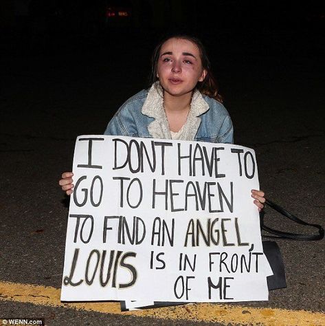 I don’t have to go to heaven to find an angel Louis is in front of me Concert Signs, Harry Styles Tour, Harry Styles Concert, Fan Signs, Dark Mode, Louis And Harry, Taylor Swift Concert, I Feel You, Louis Williams