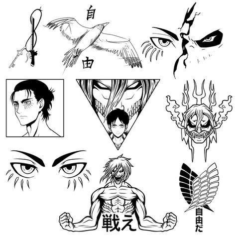 Small Bleach Tattoo, Subtle Attack On Titan Tattoo, Small Attack On Titan Tattoo, Anime Stencil Tattoo, Attack Titan Tattoo, Small Tattoos Anime, Attack On Titan Tattoo Eren, Eren Yeager Tattoo, The Last Of Us Tattoo Ideas