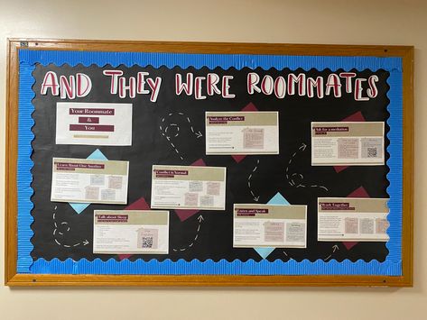 Roommate Bulletin Board Ra, Funny Ra Bulletin Boards, Roommate Bulletin Board, Hall Themes, Ra College, They Were Roommates, College Bulletin Boards, Ra Bulletins, Ra Boards