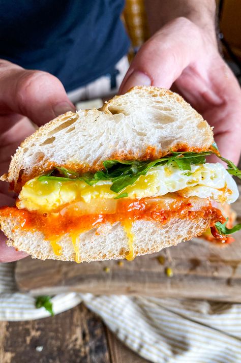 The Ultimate Breakfast Sandwich | Easy 15 Minute Recipe Baguette Breakfast, Sandwich Easy, Breakfast Sandwich Recipes, Ultimate Breakfast, Sliced Baguette, 15 Minute Meals, How To Roast Hazelnuts, Roasted Almonds, Spanish Food