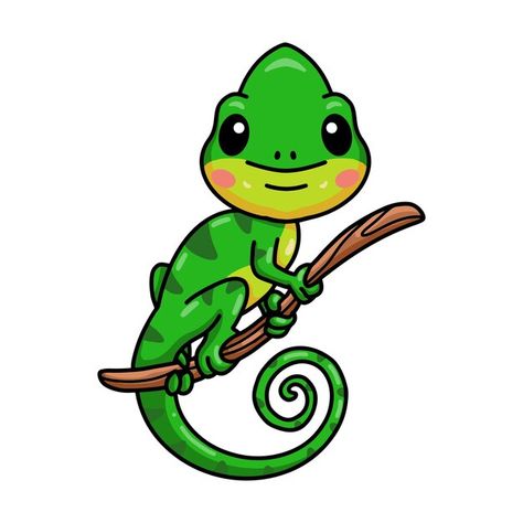 Lindo pequeño camaleón de dibujos animad... | Premium Vector #Freepik #vector #dibujos-animados #kawaii-animales #iguana #lagartija Chameleon Cartoon, Branch Vector, Tiger Illustration, Music Illustration, Ganesha Painting, Tree Branch, Gecko, Cartoon Animals, Reptiles