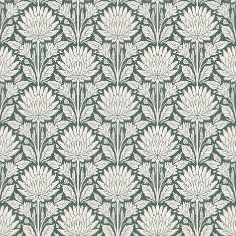 Block Print Chrysanthemum Green X Presutti Designs Chrysanthemum Wallpaper, Block Print Flower Pattern, Chrysanthemum Illustration, Green Chrysanthemum, William Morris Chrysanthemum Wallpapers, Chrysanthemum Linocut, Historical Wallpaper, Hydrangea Wallpaper, Green Floral Wallpaper