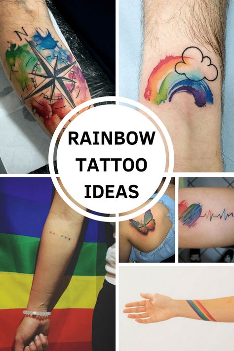 Rainbow Tattoo Ideas | Round The World Magazine Rainbow Tattoos Pride, Lgbt Tattoo Ideas, Rainbow Tattoo Ideas, Rainbow Heart Tattoo, Gay Pride Tattoos, Lgbt Tattoo, Rainbow Tattoo, Gay Tattoo, Pride Tattoo