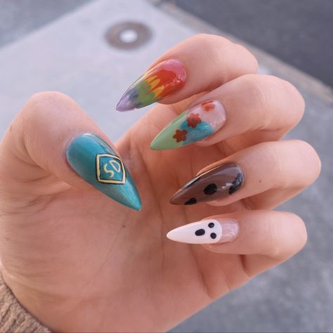 Scooby Doo Nail Art, Scooby Doo Nails Acrylic, Scooby Doo Nails, Anime Nails, I Feel Pretty, Gel Nail Designs, Nail Art Inspiration, Nail Artist, Cute Acrylic Nails