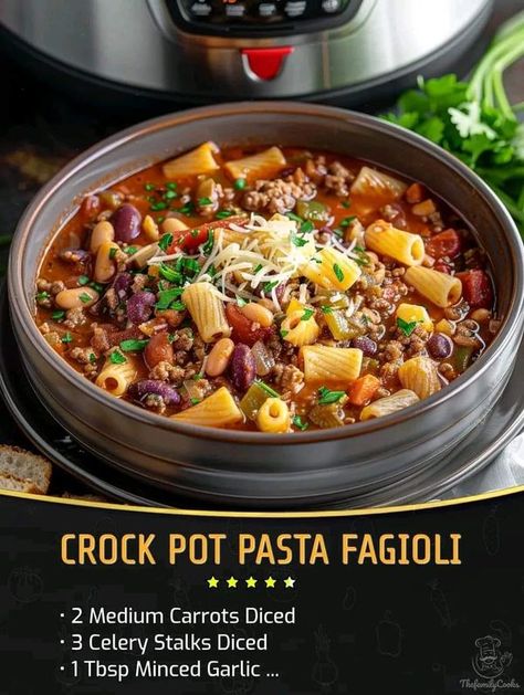 Mini Crockpot Recipes | Crock Pot Pasta Fagioli | Facebook Crock Pot Pasta Fagioli, Pasta Fagioli Crockpot, Crock Pot Pasta, Mini Crockpot Recipes, Olive Garden Pasta, Recipes Crock Pot, Garden Pasta, Pasta Fagioli Soup, Crockpot Pasta