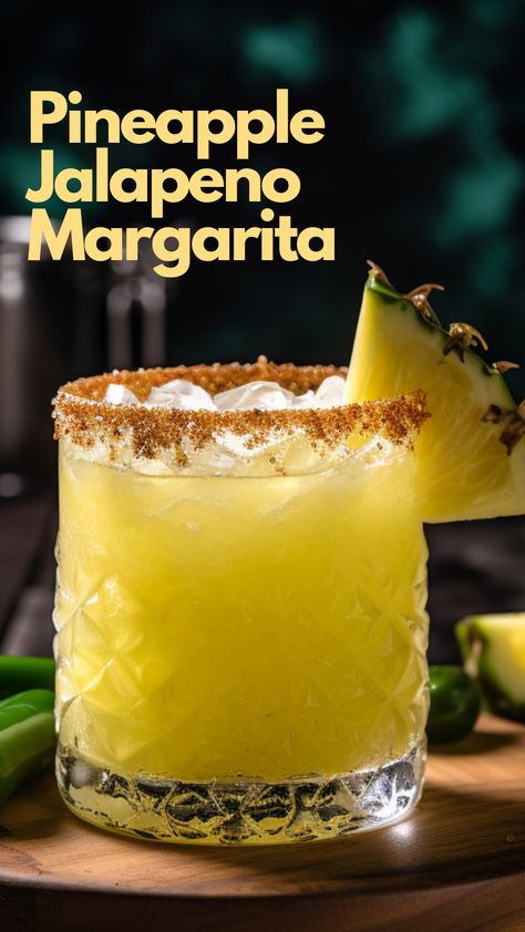 Pineapple Jalapeno Margarita Pineapple Jalapeno Margarita, Spicy Drinks, Pineapple Margarita, Jalapeno Margarita, Refreshing Beverages, Spicy Margarita, Alcoholic Cocktails, Classic Margarita, Boozy Drinks