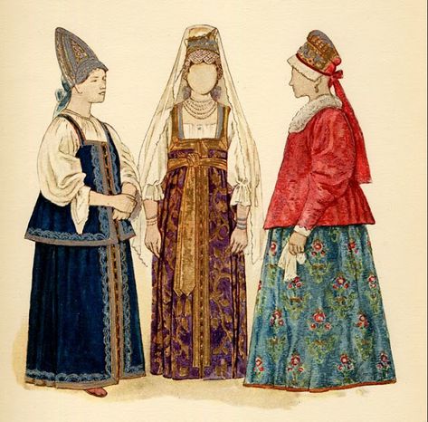 FolkCostume&Embroidery: The 5 types of Russian folk Costume Russian Traditional Dress, Patricia Polacco, Peasant Costume, Russian Dress, Ivan Bilibin, Cultural Clothing, Europe Culture, Russian Clothing, Folk Dress