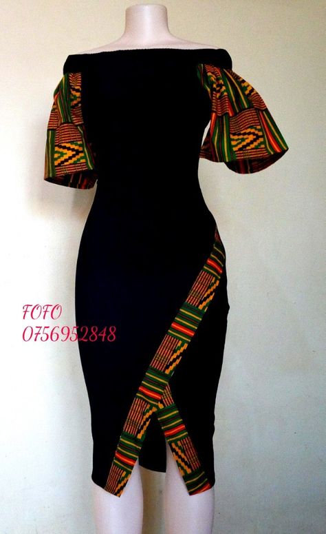 Modern African Ankara pencil dress Modern African Dresses Classy, Ankara Pencil Dress, Chitenge Outfits, Fancy Gown, Island Style Clothing, Ankara Dress Designs, Dress Deep V Neck, Maxi Design, Gown Blue