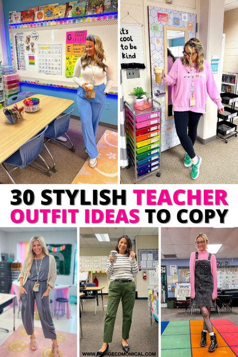 Teacher School Outfits, Cute And Comfy Teacher Outfits, First Day Of School Outfit For Teachers, Casual Teacher Outfit Ideas, Back To School Night Outfit Teacher, Open House Outfits For Teachers, Teacher Outfits On A Budget, Back To School Outfits For Teachers, Teacher Rainy Day Outfit