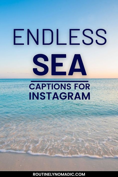 Ocean and beach with words Endless Sea Captions for Instagram Vitamin Sea Quotes Beach, Sea Instagram Captions, Sea Puns, Sea Captions For Instagram, Vitamin Sea Quotes, Short Insta Captions, Ocean Captions, Sea Captions, Ocean Puns