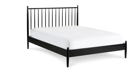 Spindle Bed Frame, Spindle Bed, Mid Century Modern Bed, Bedroom Mood Board, Article Furniture, Modern Beds, Modern Bed Frame, Adjustable Bed Frame, Black Ash