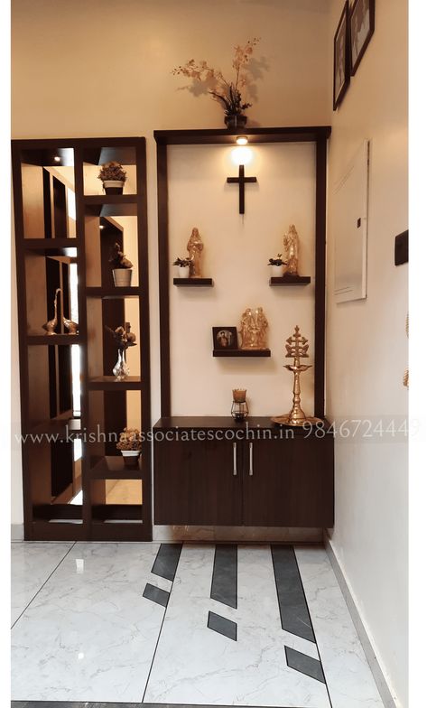 Catholic Altar Home, Wall Altar Ideas Catholic, Catholic Home Altar Ideas Living Rooms, Wall Alter, Praying Corner, Namaz Room, Praying Room, Interior Pillars, Orthodox Aesthetic