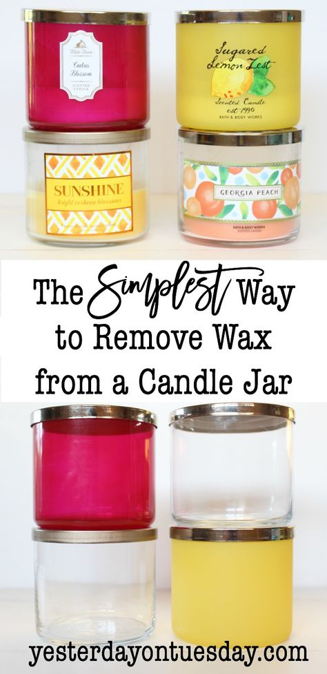 The Simplest Way to Remove Wax from a Candle Jar. #lifehacks #candlewax #candles Clean Wax From Candle Jars, Wax Out Of Candle Jar, Get Wax Out Of Candle Jar, Remove Candle Wax From Jar, Left Over Candle Jar, Reuse Candle Jars, Candle Wax Removal, Empty Candle Jars, Remove Wax