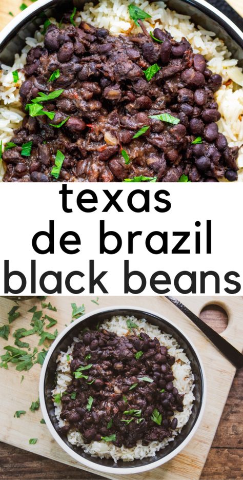 Texas de Brazil simply has the best black beans on the planet - and now you can make them at home! Easy, creamy, dreamy black beans! Texas De Brazil Recipes, Brazil Recipes, Fasting Meals, Pollo Tropical, Texas Recipes, Brazil Style, Brazilian Recipes, Peasant Food, Cuban Dishes