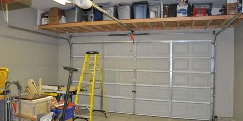 Above Garage Door Storage Diy : Above Garage Door Storage Solutions – Knowwherecoffee Home Blog ... Garage Door Storage, Diy Shelves Ideas, Garage Ceiling Storage, Door Makeover Diy, Garage Door Types, Overhead Garage Storage, Garage Storage Shelves, Overhead Garage, Garage Storage Solutions